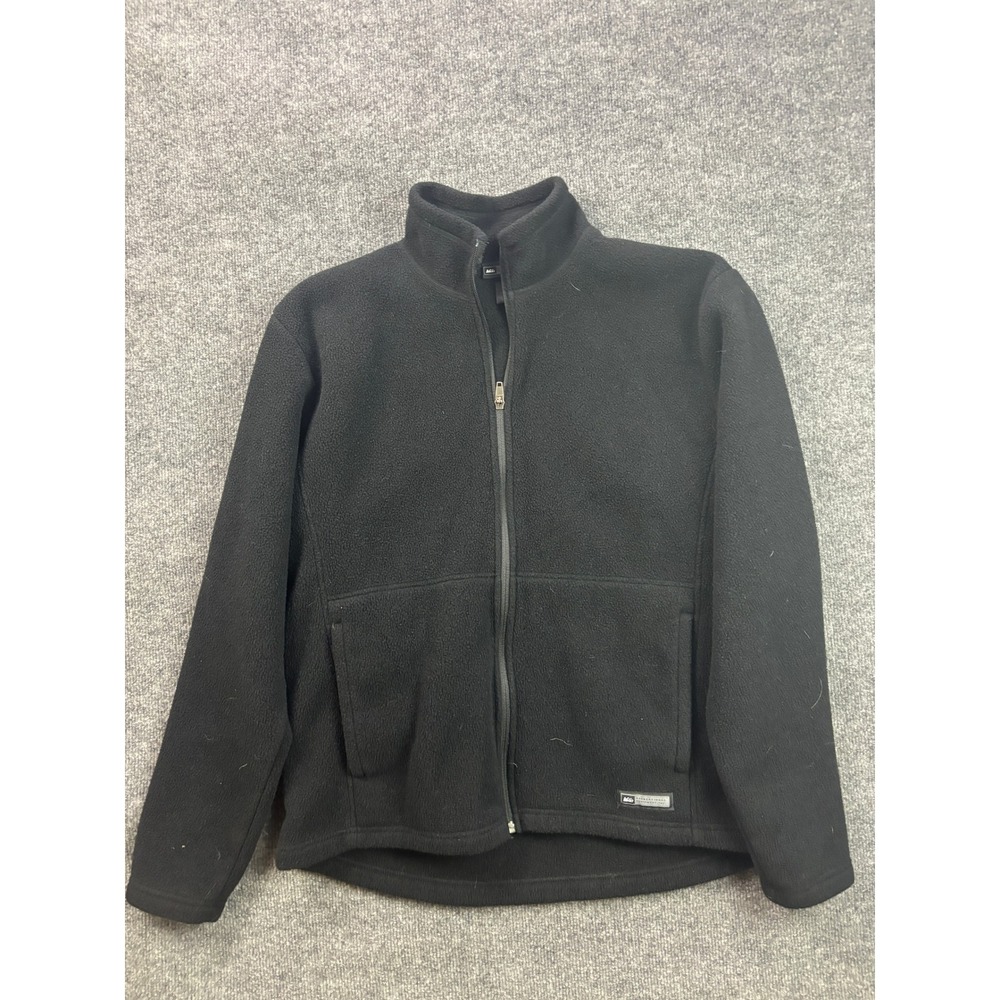 REI Full Zip Fleece Jacket Mens L Black Lightweight Outdoor Layer 65280